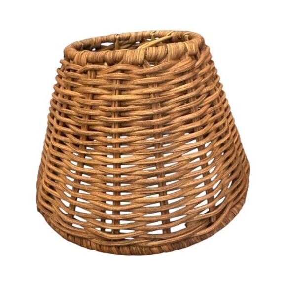 Brown Rattan Woven Chandelier Small Lamp Shades Set of 5 - Picture 2 of 10